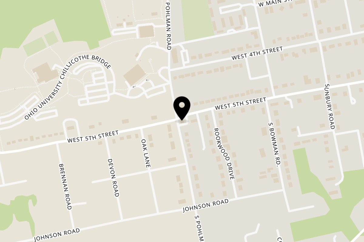 Map showing the location of Hooks Pizza On the Hill on 490 W 5th St in Chillicothe